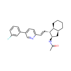 CC(=O)N[C@@H]1C[C@@H]2CCCC[C@@H]2[C@H]1/C=C/c1ccc(-c2cccc(F)c2)cn1 ZINC000103247427