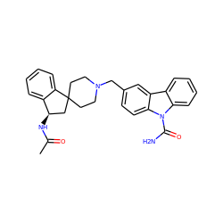 CC(=O)N[C@@H]1CC2(CCN(Cc3ccc4c(c3)c3ccccc3n4C(N)=O)CC2)c2ccccc21 ZINC000003948582