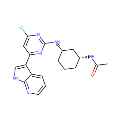 CC(=O)N[C@@H]1CCC[C@H](Nc2nc(Cl)cc(-c3c[nH]c4ncccc34)n2)C1 ZINC000063539704