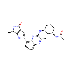 CC(=O)N[C@@H]1CCC[C@H](Nc2nc3c(-c4cc5c([nH]4)[C@@H](C)NC5=O)cccc3nc2C)C1 ZINC000223430812