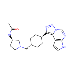 CC(=O)N[C@@H]1CCN(C[C@H]2CC[C@H](c3nnn4cnc5[nH]ccc5c34)CC2)C1 ZINC001772608998