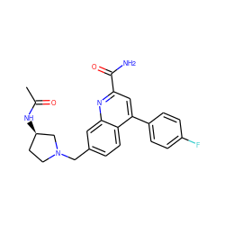 CC(=O)N[C@@H]1CCN(Cc2ccc3c(-c4ccc(F)cc4)cc(C(N)=O)nc3c2)C1 ZINC000221604411