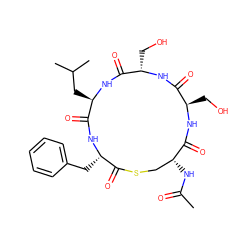 CC(=O)N[C@@H]1CSC(=O)[C@H](Cc2ccccc2)NC(=O)[C@@H](CC(C)C)NC(=O)[C@H](CO)NC(=O)[C@@H](CO)NC1=O ZINC000028349476
