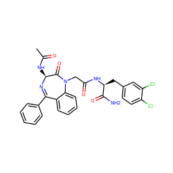 CC(=O)N[C@@H]1N=C(c2ccccc2)c2ccccc2N(CC(=O)N[C@@H](Cc2ccc(Cl)c(Cl)c2)C(N)=O)C1=O ZINC000028756992