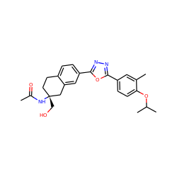 CC(=O)N[C@]1(CO)CCc2ccc(-c3nnc(-c4ccc(OC(C)C)c(C)c4)o3)cc2C1 ZINC001772649777