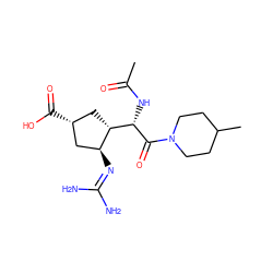 CC(=O)N[C@H](C(=O)N1CCC(C)CC1)[C@H]1C[C@@H](C(=O)O)C[C@@H]1N=C(N)N ZINC000013560256