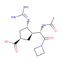 CC(=O)N[C@H](C(=O)N1CCC1)[C@H]1C[C@@H](C(=O)O)C[C@@H]1N=C(N)N ZINC000013560240