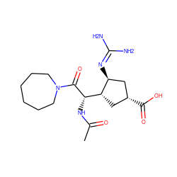 CC(=O)N[C@H](C(=O)N1CCCCCC1)[C@H]1C[C@@H](C(=O)O)C[C@@H]1N=C(N)N ZINC000013560246