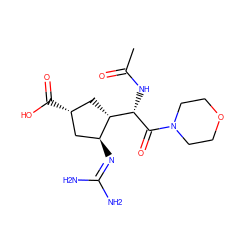 CC(=O)N[C@H](C(=O)N1CCOCC1)[C@H]1C[C@@H](C(=O)O)C[C@@H]1N=C(N)N ZINC000013560260