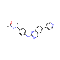 CC(=O)N[C@H](C)c1ccc(Nc2ncc3cc(-c4ccncc4)ccc3n2)cc1 ZINC000043194424