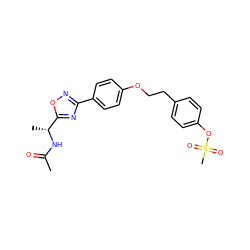 CC(=O)N[C@H](C)c1nc(-c2ccc(OCCc3ccc(OS(C)(=O)=O)cc3)cc2)no1 ZINC001772574838