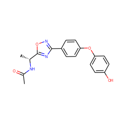 CC(=O)N[C@H](C)c1nc(-c2ccc(Oc3ccc(O)cc3)cc2)no1 ZINC001772613848