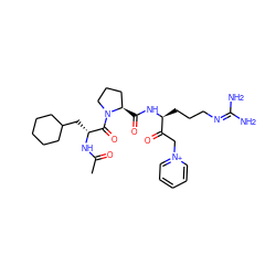 CC(=O)N[C@H](CC1CCCCC1)C(=O)N1CCC[C@H]1C(=O)N[C@@H](CCCN=C(N)N)C(=O)C[n+]1ccccc1 ZINC000029409522