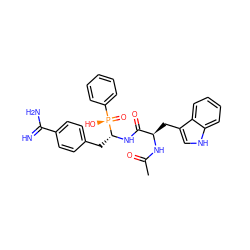 CC(=O)N[C@H](Cc1c[nH]c2ccccc12)C(=O)N[C@H](Cc1ccc(C(=N)N)cc1)[P@](=O)(O)c1ccccc1 ZINC000029570882