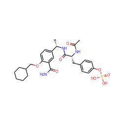 CC(=O)N[C@H](Cc1ccc(OP(=O)(O)O)cc1)C(=O)N[C@@H](C)c1ccc(OCC2CCCCC2)c(C(N)=O)c1 ZINC000026398085