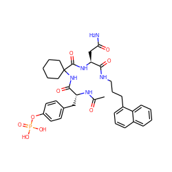 CC(=O)N[C@H](Cc1ccc(OP(=O)(O)O)cc1)C(=O)NC1(C(=O)N[C@@H](CC(N)=O)C(=O)NCCCc2cccc3ccccc23)CCCCC1 ZINC000027105159