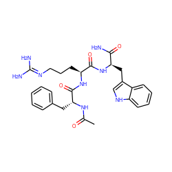 CC(=O)N[C@H](Cc1ccccc1)C(=O)N[C@@H](CCCN=C(N)N)C(=O)N[C@H](Cc1c[nH]c2ccccc12)C(N)=O ZINC000026182401