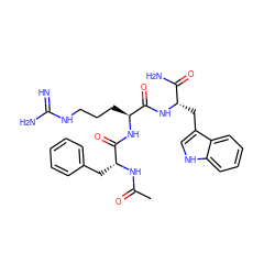 CC(=O)N[C@H](Cc1ccccc1)C(=O)N[C@@H](CCCNC(=N)N)C(=O)N[C@@H](Cc1c[nH]c2ccccc12)C(N)=O ZINC000029465128