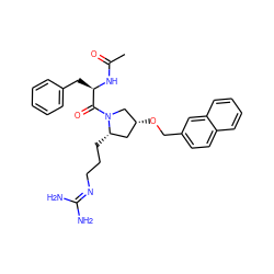 CC(=O)N[C@H](Cc1ccccc1)C(=O)N1C[C@H](OCc2ccc3ccccc3c2)C[C@@H]1CCCN=C(N)N ZINC000036285358