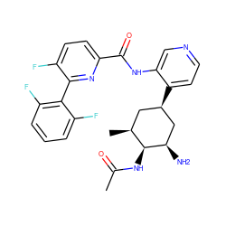 CC(=O)N[C@H]1[C@@H](C)C[C@@H](c2ccncc2NC(=O)c2ccc(F)c(-c3c(F)cccc3F)n2)C[C@H]1N ZINC000149225172