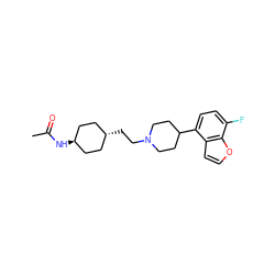 CC(=O)N[C@H]1CC[C@H](CCN2CCC(c3ccc(F)c4occc34)CC2)CC1 ZINC000261170118