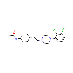 CC(=O)N[C@H]1CC[C@H](CCN2CCN(c3cccc(Cl)c3Cl)CC2)CC1 ZINC000261089866