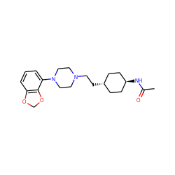 CC(=O)N[C@H]1CC[C@H](CCN2CCN(c3cccc4c3OCO4)CC2)CC1 ZINC000261149007