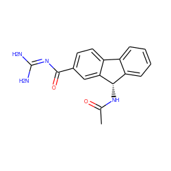 CC(=O)N[C@H]1c2ccccc2-c2ccc(C(=O)N=C(N)N)cc21 ZINC000299840462