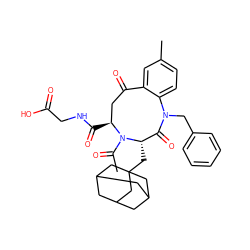 CC(=O)N1[C@@H](CC23CC4CC(CC(C4)C2)C3)C(=O)N(Cc2ccccc2)c2ccc(C)cc2C(=O)C[C@@H]1C(=O)NCC(=O)O ZINC000027180207