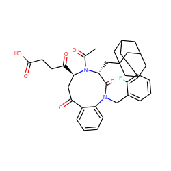 CC(=O)N1[C@H](C(=O)CCC(=O)O)CC(=O)c2ccccc2N(Cc2ccccc2F)C(=O)[C@H]1CC12CC3CC(CC(C3)C1)C2 ZINC000027105687