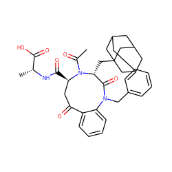 CC(=O)N1[C@H](C(=O)N[C@H](C)C(=O)O)CC(=O)c2ccccc2N(Cc2ccccc2)C(=O)[C@H]1CC12CC3CC(CC(C3)C1)C2 ZINC000027108182