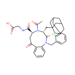 CC(=O)N1[C@H](C(=O)NCC(=O)O)CC(=O)c2ccccc2N(Cc2ccccc2Cl)C(=O)[C@H]1CC12CC3CC(CC(C3)C1)C2 ZINC000003953206