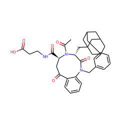 CC(=O)N1[C@H](C(=O)NCCC(=O)O)CC(=O)c2ccccc2N(Cc2ccccc2)C(=O)[C@H]1CC12CC3CC(CC(C3)C1)C2 ZINC000027104605