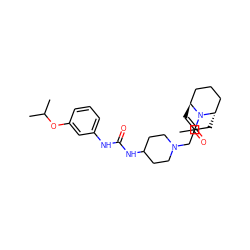 CC(=O)N1[C@H]2C=C(CN3CCC(NC(=O)Nc4cccc(OC(C)C)c4)CC3)C[C@H]1CCC2 ZINC000101134078