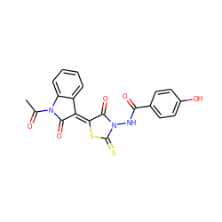 CC(=O)N1C(=O)/C(=C2\SC(=S)N(NC(=O)c3ccc(O)cc3)C2=O)c2ccccc21 ZINC000001744814