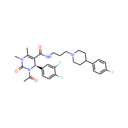 CC(=O)N1C(=O)N(C)C(C)=C(C(=O)NCCCN2CCC(c3ccc(F)cc3)CC2)[C@H]1c1ccc(F)c(F)c1 ZINC000026650576