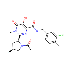 CC(=O)N1C[C@@H](F)C[C@H]1c1nc(C(=O)NCc2ccc(C)c(Cl)c2)c(O)c(=O)n1C ZINC000058581917