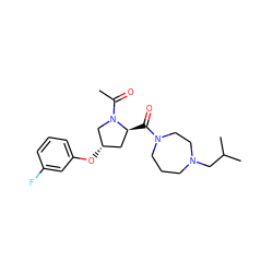 CC(=O)N1C[C@@H](Oc2cccc(F)c2)C[C@@H]1C(=O)N1CCCN(CC(C)C)CC1 ZINC000049114438