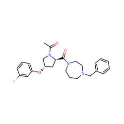 CC(=O)N1C[C@@H](Oc2cccc(F)c2)C[C@@H]1C(=O)N1CCCN(Cc2ccccc2)CC1 ZINC000049784847