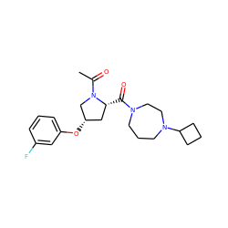 CC(=O)N1C[C@@H](Oc2cccc(F)c2)C[C@H]1C(=O)N1CCCN(C2CCC2)CC1 ZINC000049070230