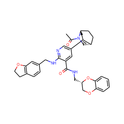 CC(=O)N1C[C@@H]2C=C(c3cnc(NCc4ccc5c(c4)OCC5)c(C(=O)NC[C@H]4COc5ccccc5O4)c3)C[C@H]1CC2 ZINC000473106845