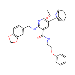 CC(=O)N1C[C@@H]2C=C(c3cnc(NCc4ccc5c(c4)OCO5)c(C(=O)NCCOc4ccccc4)c3)C[C@H]1CC2 ZINC000473105525