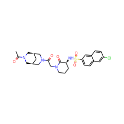 CC(=O)N1C[C@@H]2C[C@H](C1)CN(C(=O)CN1CCC[C@H](NS(=O)(=O)c3ccc4cc(Cl)ccc4c3)C1=O)C2 ZINC000073196565