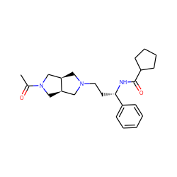 CC(=O)N1C[C@@H]2CN(CC[C@H](NC(=O)C3CCCC3)c3ccccc3)C[C@@H]2C1 ZINC000049784709