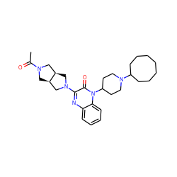 CC(=O)N1C[C@@H]2CN(c3nc4ccccc4n(C4CCN(C5CCCCCCC5)CC4)c3=O)C[C@@H]2C1 ZINC000114710732