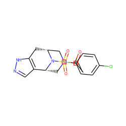 CC(=O)N1C[C@@H]2c3cn[nH]c3C[C@H](C1)N2S(=O)(=O)c1ccc(Cl)cc1 ZINC000045285388