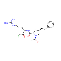 CC(=O)N1C[C@H](CCc2ccccc2)C[C@H]1C(=O)N[C@@H](CCCN=C(N)N)C(=O)CCl ZINC000026284882