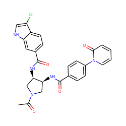 CC(=O)N1C[C@H](NC(=O)c2ccc(-n3ccccc3=O)cc2)[C@H](NC(=O)c2ccc3c(Cl)c[nH]c3c2)C1 ZINC000028826210