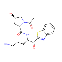 CC(=O)N1C[C@H](O)C[C@H]1C(=O)N[C@@H](CCCN)C(=O)c1nc2ccccc2s1 ZINC000027303606