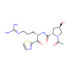 CC(=O)N1C[C@H](O)C[C@H]1C(=O)N[C@@H](CCCN=C(N)N)C(=O)c1nccs1 ZINC000013526072